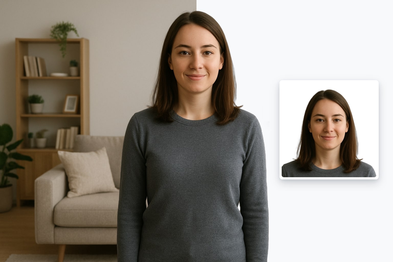 Example of AI enhanced passport photo